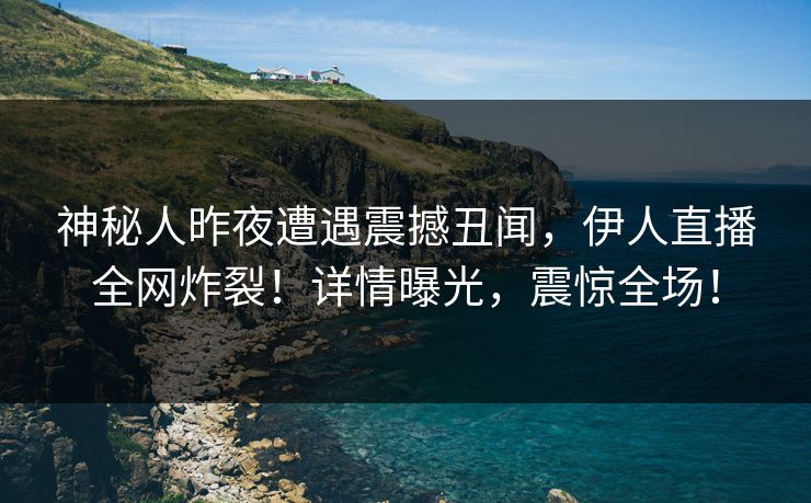 神秘人昨夜遭遇震撼丑闻，伊人直播全网炸裂！详情曝光，震惊全场！