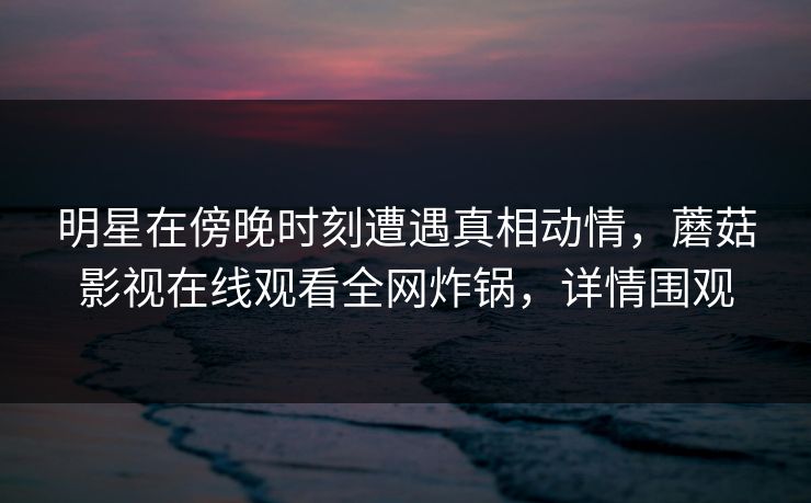 明星在傍晚时刻遭遇真相动情，蘑菇影视在线观看全网炸锅，详情围观
